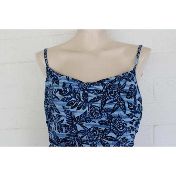 Lands' End 14 Blue Floral Print One Piece Swimsuit - Picture 3 of 6